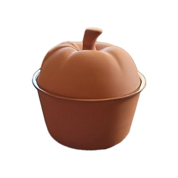 Set of 2 Terracotta Apple Shaped Dutch Oven Baking Dishes 5" - Picture 2 of 12